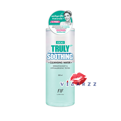 (ขวดเขียวเข้ม Cica) Faith in Face Cica5 Truly Soothing Cleansing Water 500mL คลีนซิ่งทำความสะอาดผิวหน้าสูตรน้ำ เหมาะสำหรับผิวแพ้ง่ายและมีปัญหาสิว ช่วยขจัดสิ่งสกปรกและความมันส่วนเกินซึ่งเป็นสาเหตุหลักของการเกิดสิว