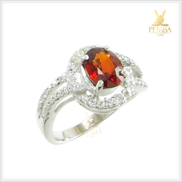 แหวนสเปสซาร์ไทต์การ์เนตแท้ สีส้มสวยใส ดีไซน์เก๋ๆ น่ารักๆ แหวนพลอยแท้