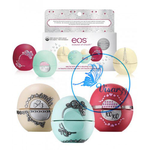 EOS Dazzling Twist Holiday Lip Balms Gift Set เซทพิเศษ 3 กลิ่นหอมที่พิเศษยิ่งกว่าให้คุณได้ DIY ตกแต่งปลอกลิปบาล์มด้วยตัวคุณเอง