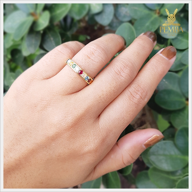 แหวนทองนพเก้าแท้ เสริมการงานราบรื่น (สามารถสั่งทำได้ค่ะ)