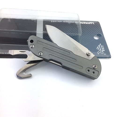 มีดพับSANRENMU T01 5in1 Multifuncational Tool Half Serrated Blade Aluminum Handle Camping Fishing Pocket Folding EDC Knife Collection