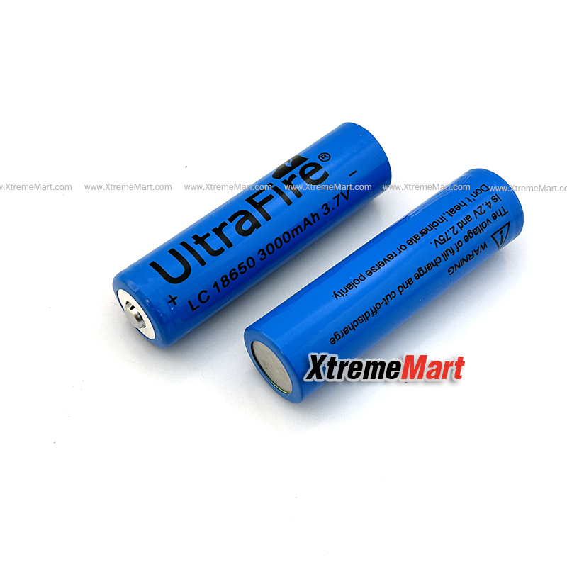 แบตเตอรี่ชาร์จ Li-ion Ultrafire BRC 18650 3.7V 3000mAh สีฟ้า (ราคาต่อก้อน)