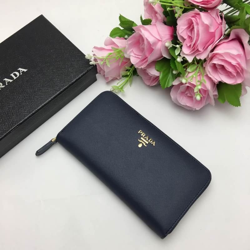 กระเป๋าสตางค์ pd saffiano wallet zip around ซิปรอบ สีกรม