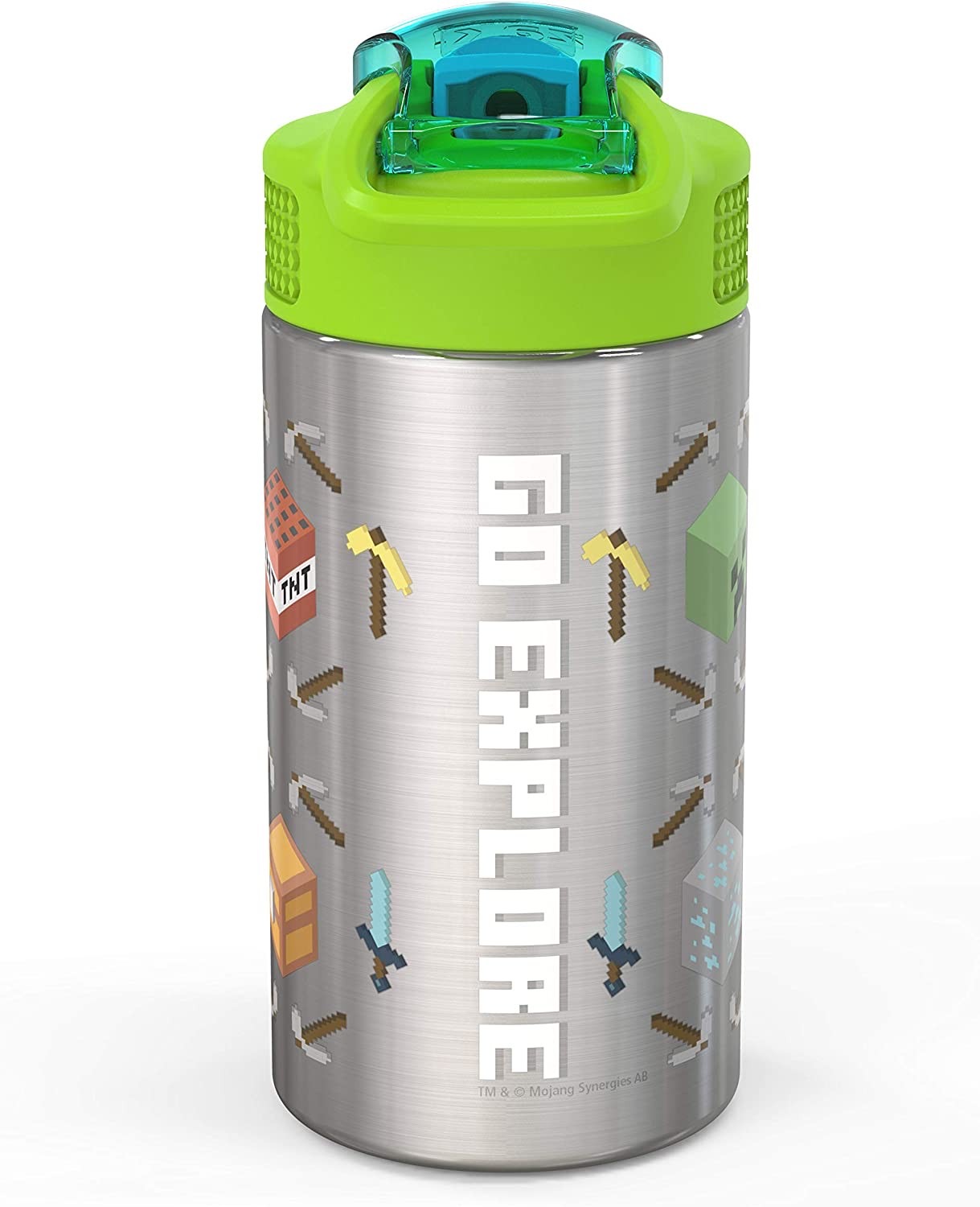 กระติกน้ำสเตนเลสพร้อมหลอดดื่ม Zak! Minecraft Creepers 16 Oz. Stainless Steel Water Bottle