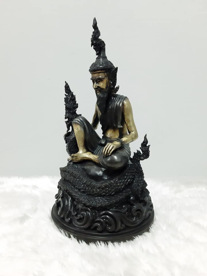 รูปหล่อ ปู่ฤาษีปู่ภุชงค์นาคราช เนื้อทองเหลือง (ขนาด สูง14นิ้ว ฐานกว้าง7.5นิ้ว)