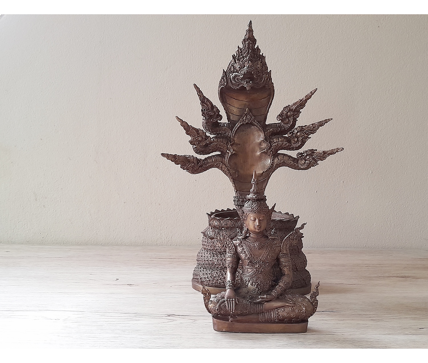 รูปหล่อ พระพุทธรูป สมเด็จองค์ปฐม ทรงเครื่องจักพรรดิ์ ปางพระนาคปรก (พระพุทธวิโมกข์มุนี หน้าตัก 5นิ้ว) ปี2560 #รับประกันแท้ - หลวงพ่อหนุน วัดพุทธโมกข์