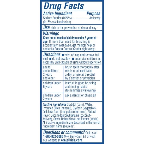 ยาสีฟันผสมฟลูออไรด์สำหรับเด็ก Orajel Kids Paw Patrol Anti-Cavity Fluoride Toothpaste