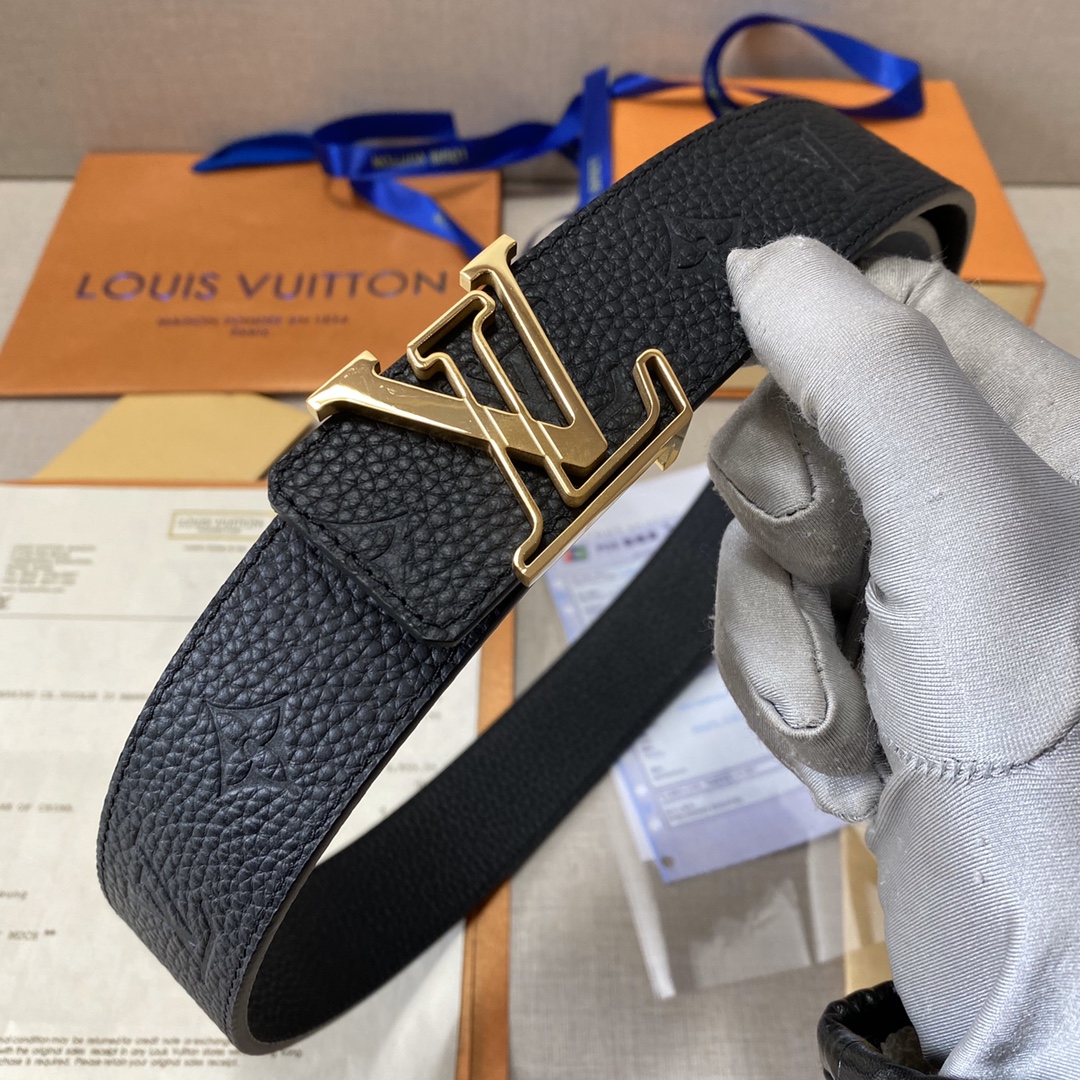 เข็มขัด l belt monogram leather หัวทอง เงิน น้ำตาล