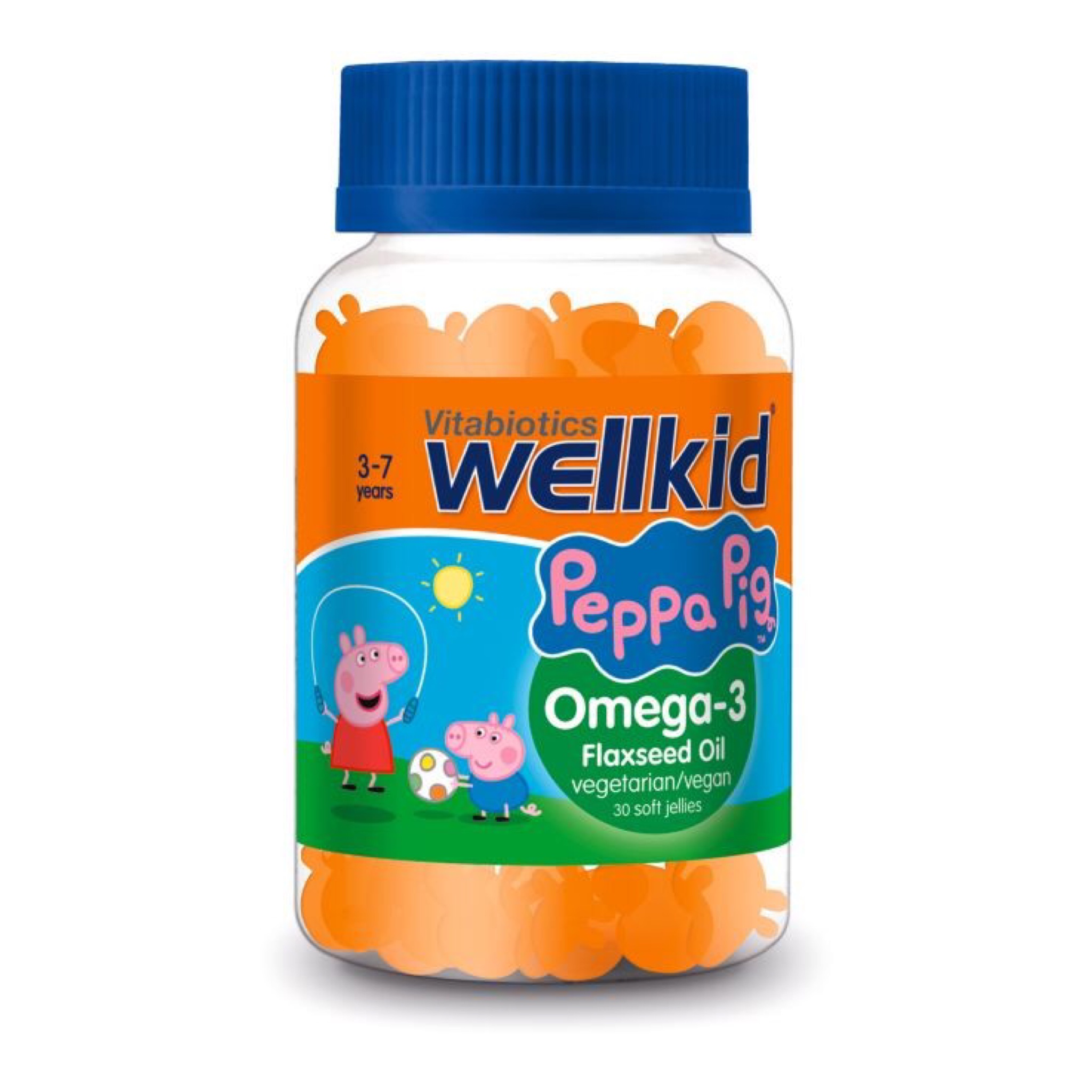 วิตามินเสริมแร่ธาตุโอเมก้า 3 ชนิดกัมมี่สำหรับเด็ก Vitabioics Wellkid Peppa Pig Omega-3 Flaxseed Oil