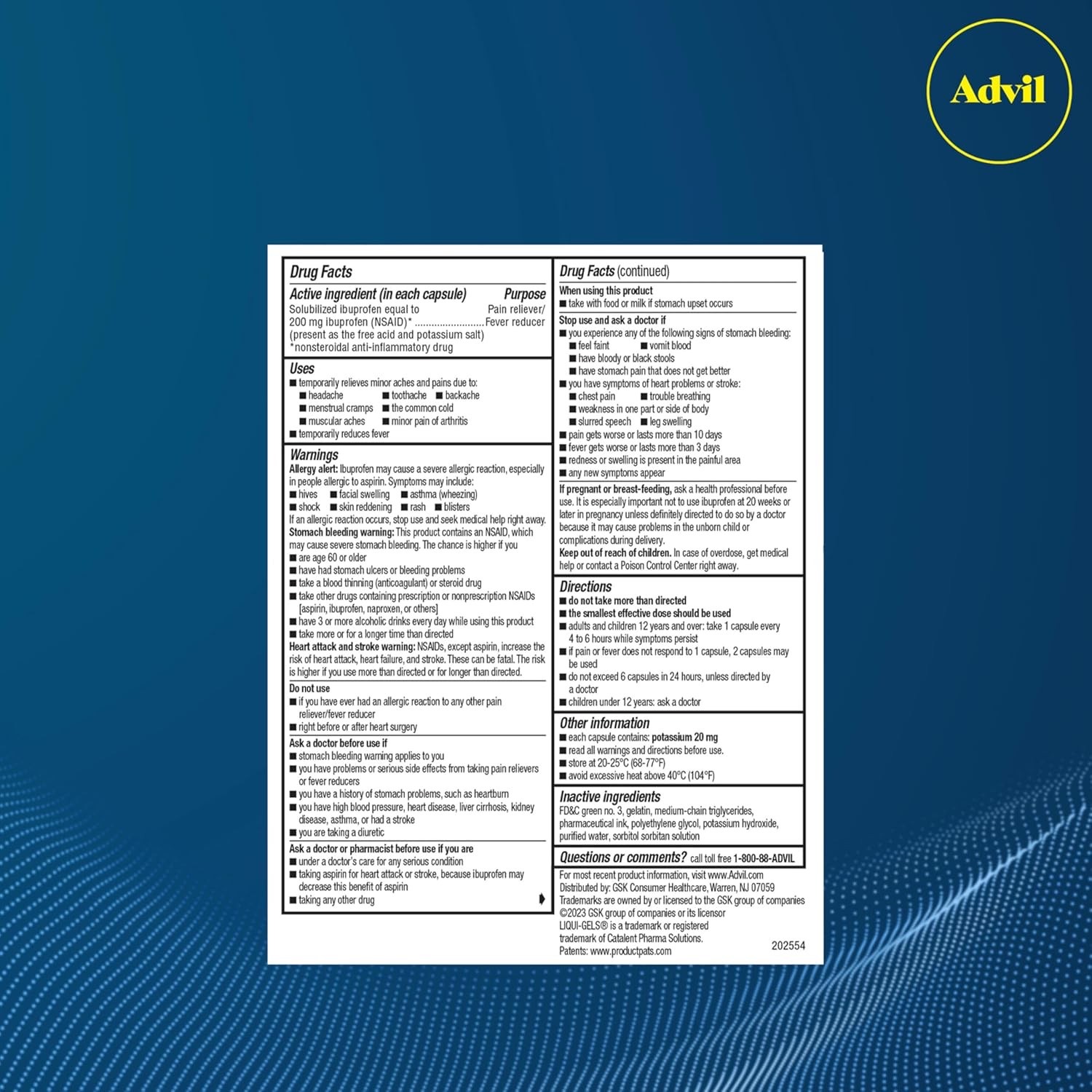 ยาบรรเทาอาการปวดและลดไข้ Advil Liqui-Gels - Minis (160 Capsules)