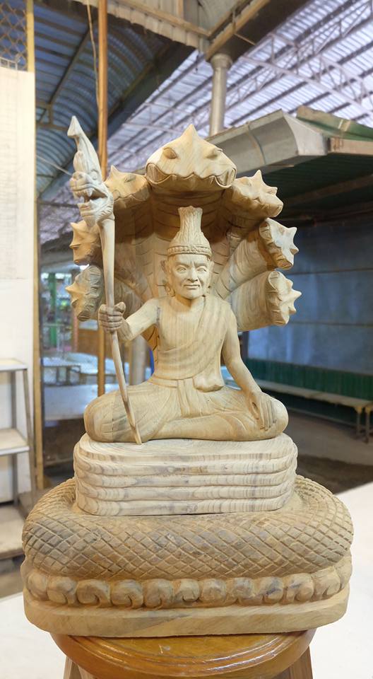 บรมครู ปู่ฤาษี พ่อแก่ นาคปรก ไม้สักแกะสลัก (สูง20นิ้ว) (งานสั่งทำ ตามระยะเวลาและคิว)