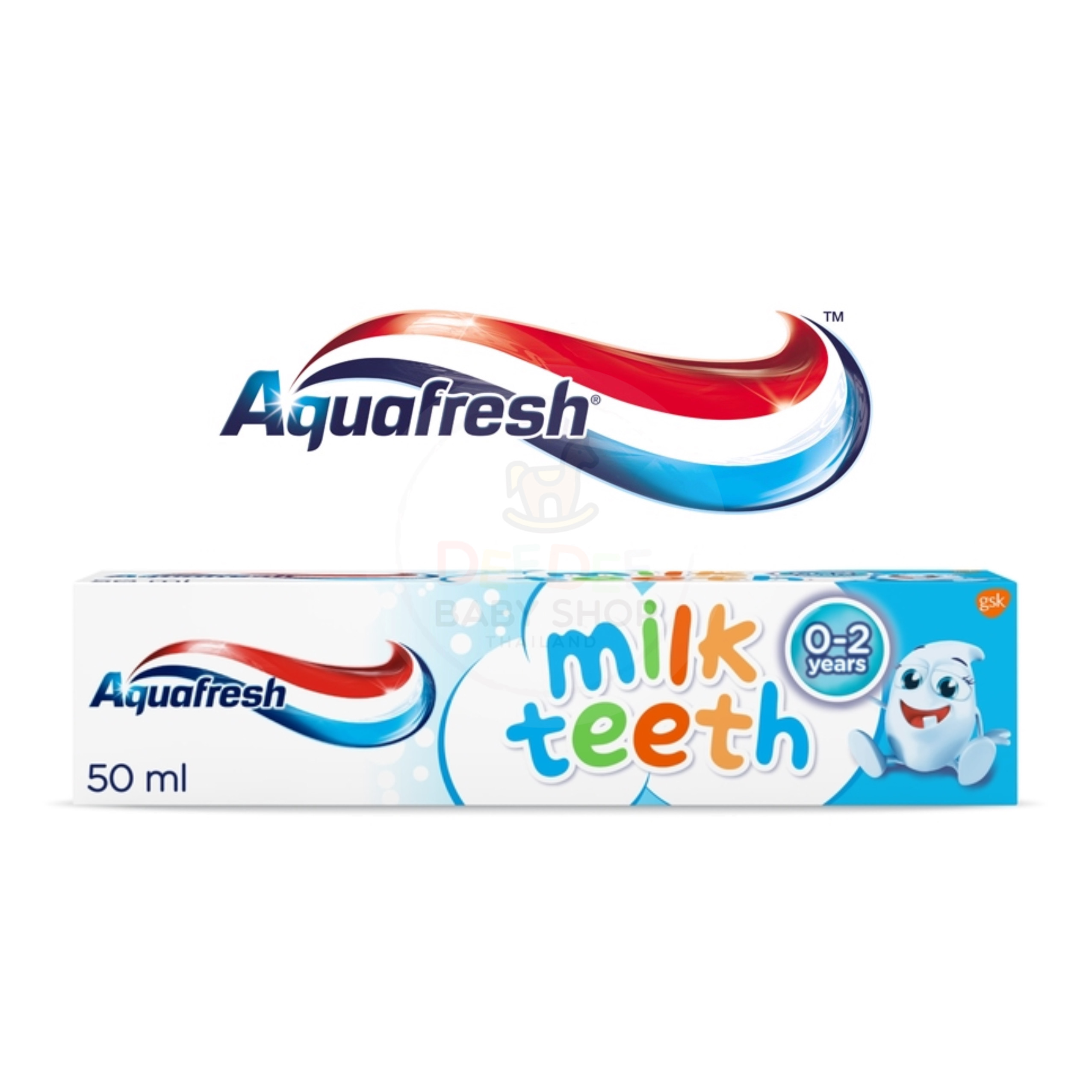 ยาสีฟันผสมฟลูออไรด์สำหรับทารกและเด็กเล็ก Aquafresh Milk Teeth Toothpaste 0-2 Years