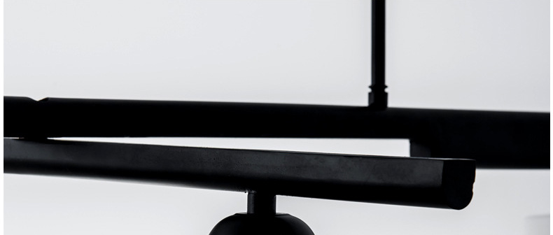 โคมไฟแขวนเพดานสไตล์นอร์ดิกโครงสีดำก้านยาวโป๊ะแก้วสีขาวขุ่นไฟ 4 ดวง [H863]