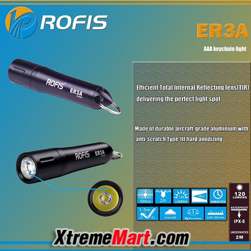 มินิไฟฉาย Rofis รุ่น ER3A 120 ลูเมน แสงขาว Cree XP-G2 S3 Mini Flashlight กรุณาระบุสี (ดำ/เขียว)