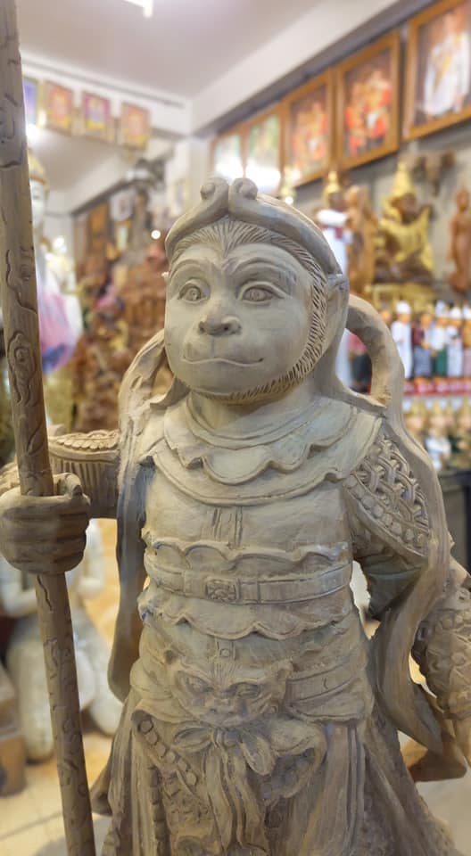 เทพเจ้าเฮงเจีย แกะสลักจากไม้สัก (ขนาดสูง20นิ้ว)