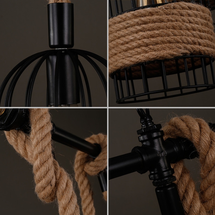 โคมไฟระย้าแขวนเพดานเชือกลินิน 5 ดวง , 7 ดวง [ROP2406]