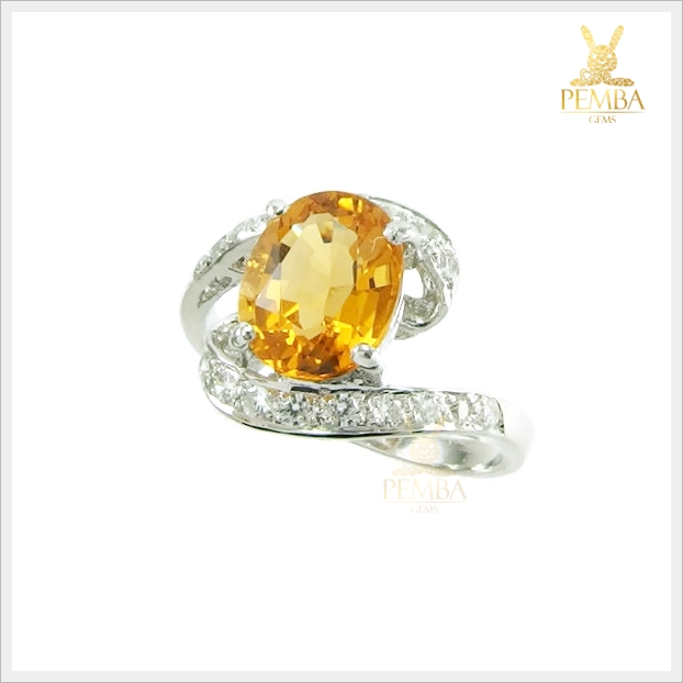 แหวนซิทรินแท้ สีเหลืองทองสวยใส ใส่ติดนิ้วเต็มๆ นิ้ว แหวนพลอยแท้