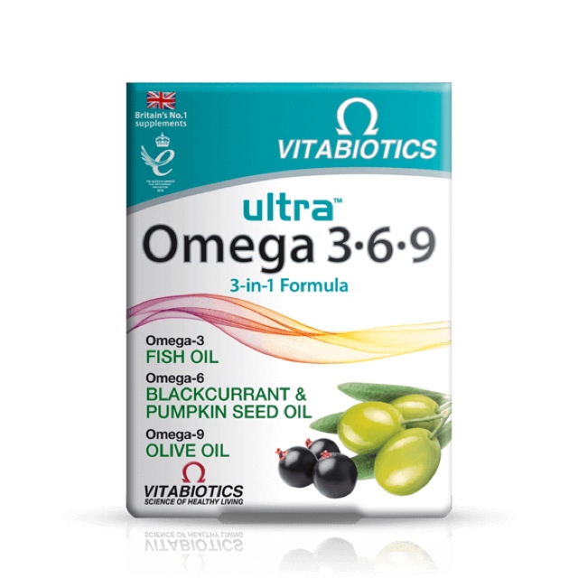 วิตามินเสริมแร่ธาตุโอเมก้าชนิดเม็ด Vitabiotics Ultra Omega 3•6•9 3-in-1 Formula
