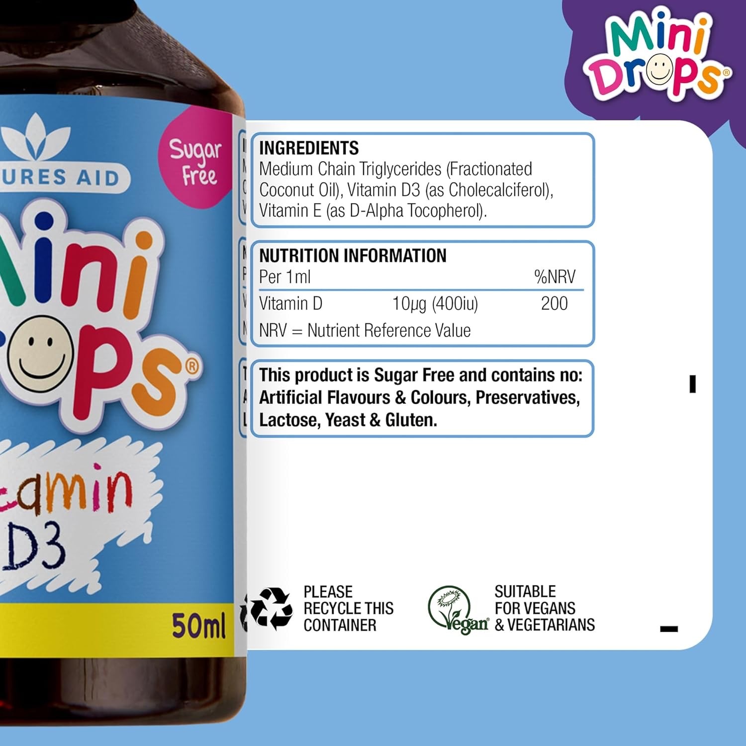 วิตามิน D สำหรับทารกและเด็กเล็ก Natures Aid Mini Drops Vitamin D3