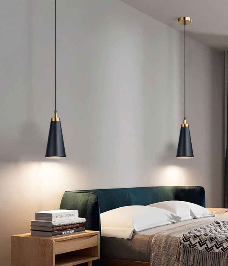 โคมไฟแขวนเพดาสไตล์ American Luxury สีดำหัวโคมสีทอง ปากโคมกว้าง 12.5CM [RX602]