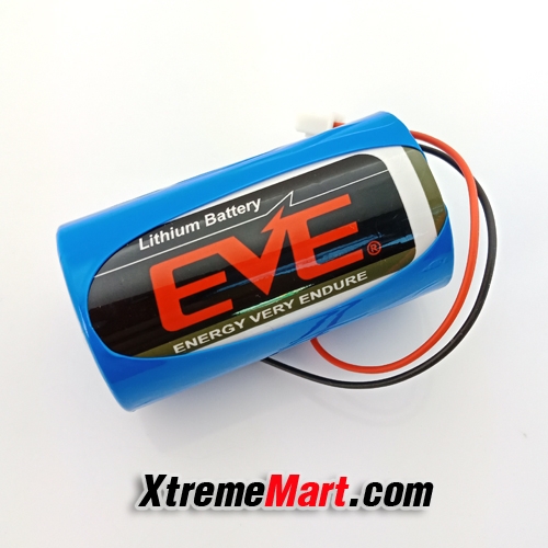 แบตเตอรี่ EVE ER34615 ER34615M type D 3.6V lithium battery With Plug for PLC (can be replaced SAFT ER33600)