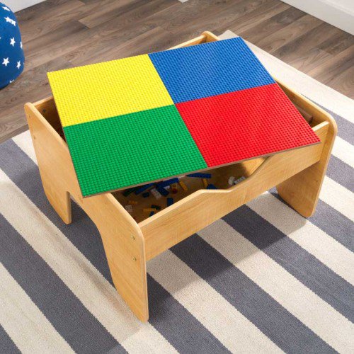 โต๊ะกิจกรรมสำหรับเลโก้พร้อมชุดรถไฟ Kidkraft 2-in-1 Activity Table with LEGO-Compatible Board and Train Set (Natural)