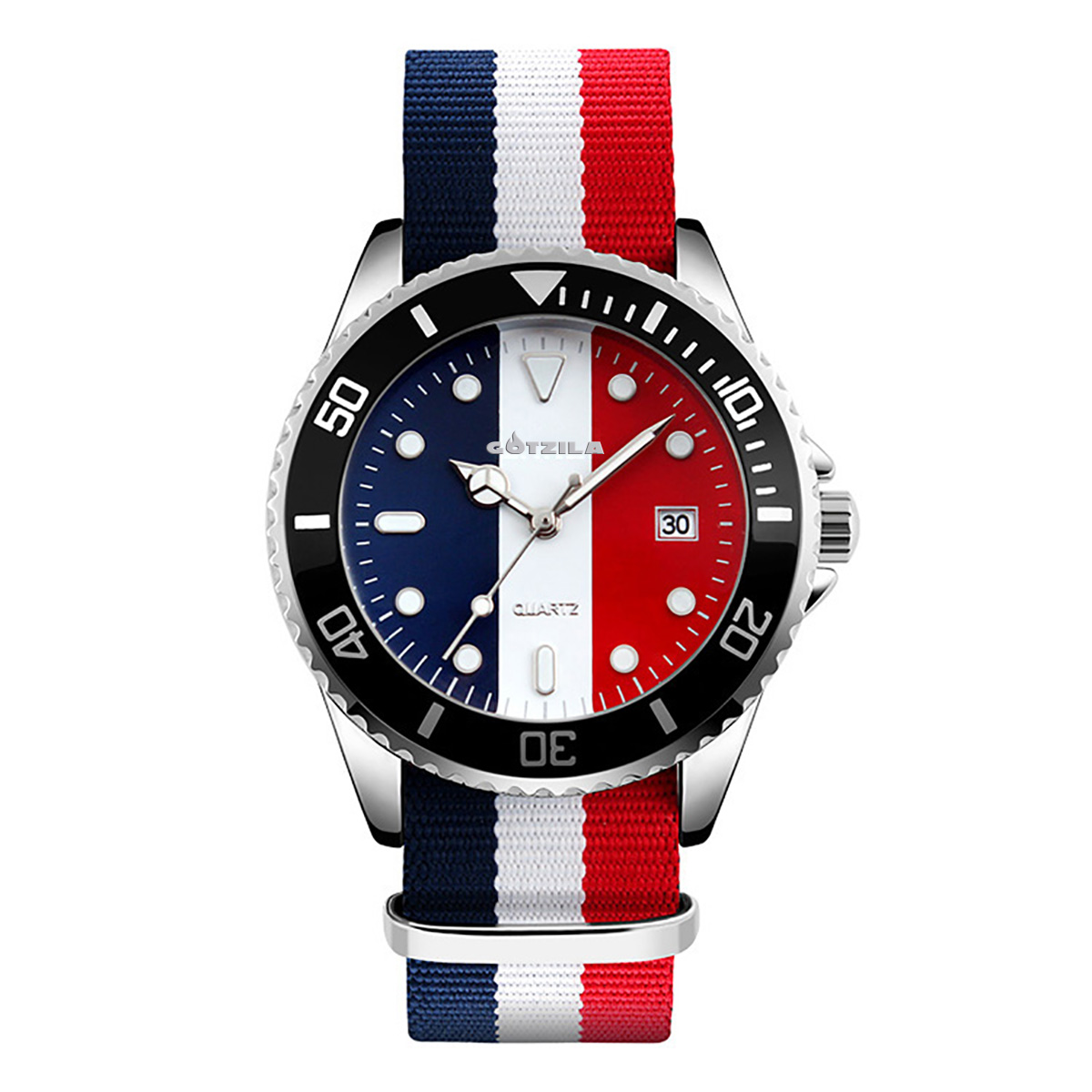 Gotzila Watch นาฬิกาแฟชั่นผู้ชาย และ ผู้หญิง Casual กันน้ำ สายผ้าไนลอนหลายสี ระบบควอตซ์ รุ่น GN-01R (Red,White, Blue)