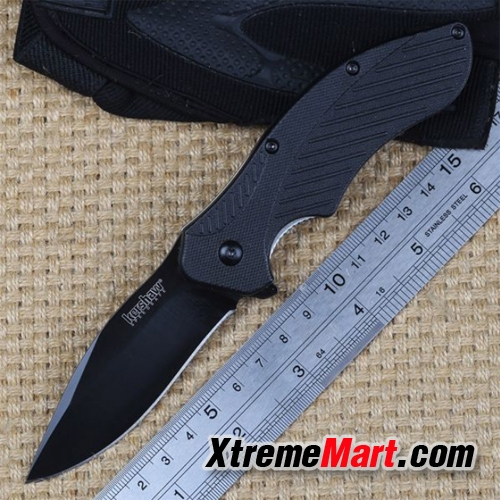 มีดพับ Kershaw 1605 Stainless Steel Survival Folding Knife (ใบดำ เรียบ)