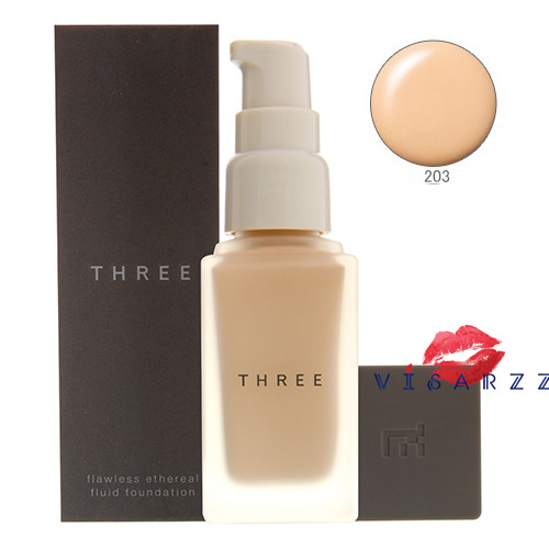 (#203 ลดมากกว่า 35%) Three Flawless Ethereal Fluid Foundation 30g #203 รองพื้นสูตรลิขวิดให้เนื้อสัมผัสบางเบาดุจอิมัลชั่น เบาสบายผิวแต่ได้ผลลัพธ์ผิวสวยสมบูรณ์แบบ ด้วยเนื้อสัมผัสที่กลมกลืนเป็นหนึ่งเดียว จึงปกปิดแต่ไม่ปิดบังความงดงามของผิวที่แท้จริง พร้อมส่ว