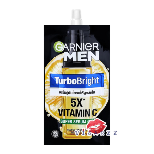 Garnier Men Turbo Bright Vitamin C (5X) การ์นิเย่เมนเทอร์โบไบรท์วิตามินซี5เท่า ช่วยลดจุดด่างดำรอยสิวผิวหมองคล้ำ ช่วยให้ผิวกระจ่างใสเร็วกว่าเดิม ทำให้ผิวโกลว์สุขภาพดีลดสีผิวไม่สม่ำเสมอ