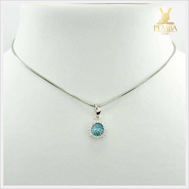 จี้เพทาย เงินแท้ ชุบทองคำขาว