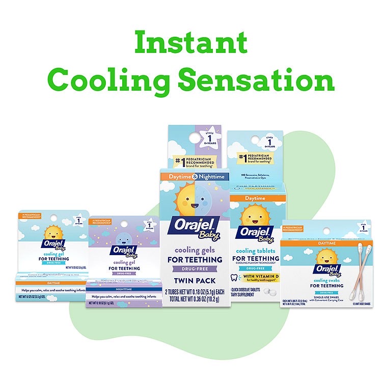 เจลบรรเทาอาการเจ็บปวดขณะฟันขึ้น Baby Orajel Non-Medicated Cooling Gels for Teething
