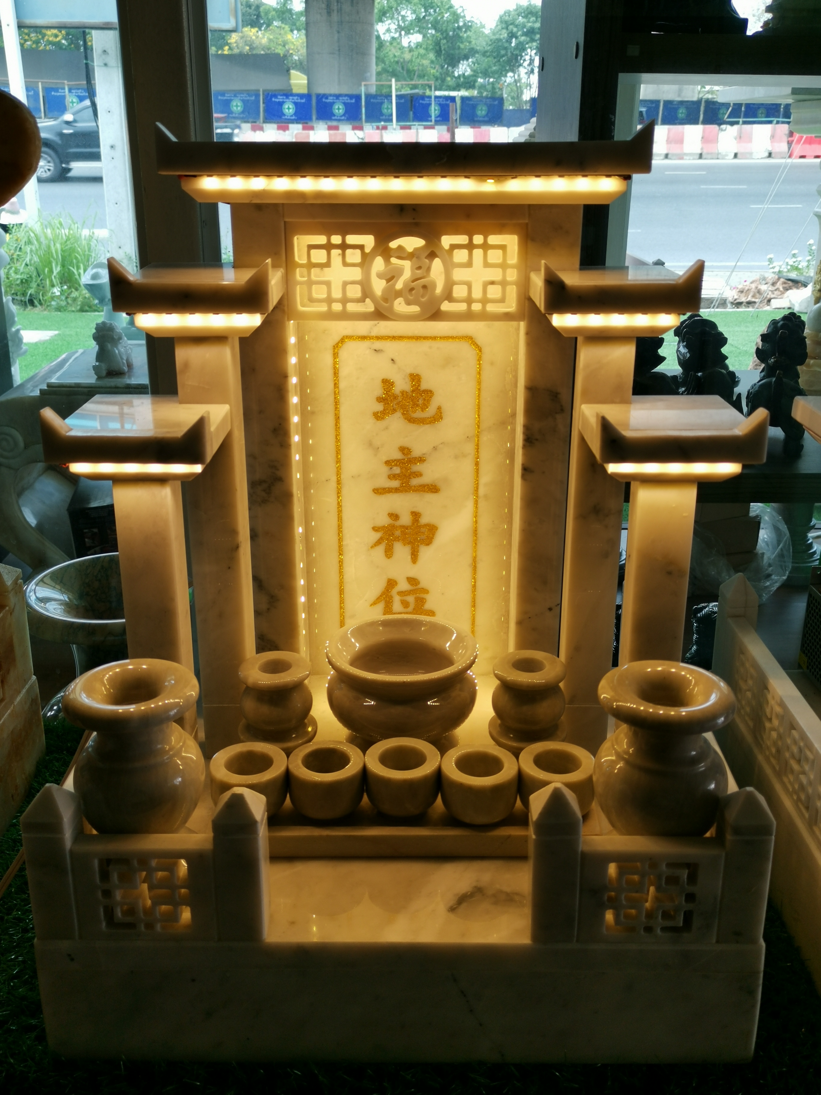 ศาลเจ้าที่ทรง modern ขนาด18นิ้ว 5หลังคา หินขาวเทา