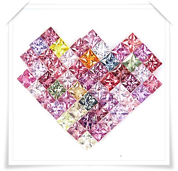 Princess Cut 2.9 m พลอยแฟนซี Fancy สี่เหลี่ยมก้นเพชร จำนวน 50 เม็ด หนัก 8.30 กะรัต หลากหลายสี Multi Colour เนื้อสะอาดทุกเม็ด ใสปิ้ง เจียระไนแบบเพชร