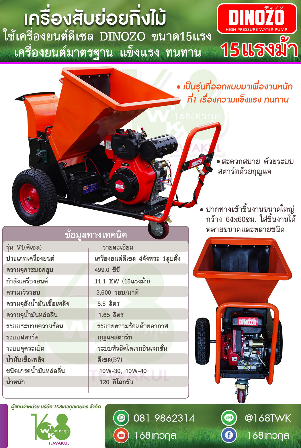เครื่องสับย่อยดีเซล 15แรง