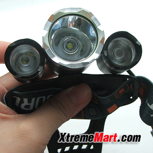 ชุดเซตไฟฉายคาดหัว 3 หลอด Boruit CREE Headlamp Headlight 18650 x 2