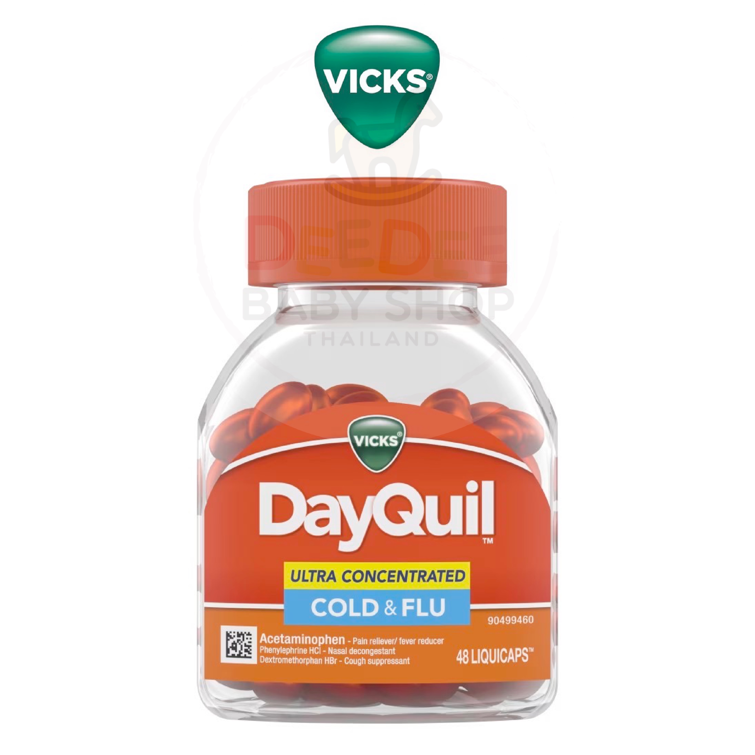 ยาบรรเทาอาการหวัดและไข้หวัดสูตรเข้มข้นพิเศษ Vicks DayQuil Ultra Concentrated Cold & Flu Relief LiquiCaps (48 LiquiCaps)