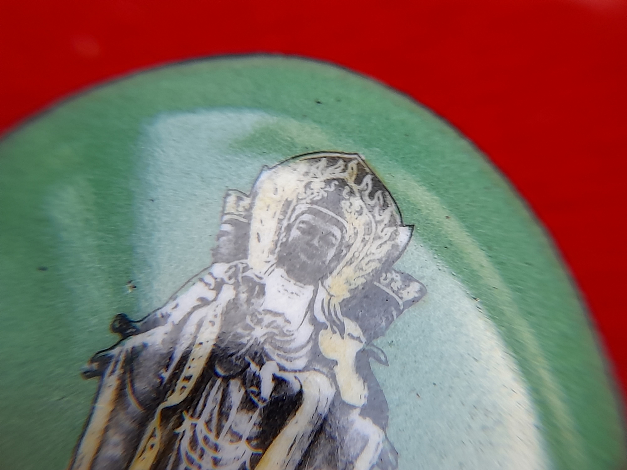 ล็อกเก็ต พระแม่กวนอิม 3พระพักตร์ (สีเขียว เหนียวทรัพย์) หลัง #ยันต์5ธาตุปรับสมดุลฮวงจุ้ย - #ปลุกเสกแล้ว #รับประกันแท้