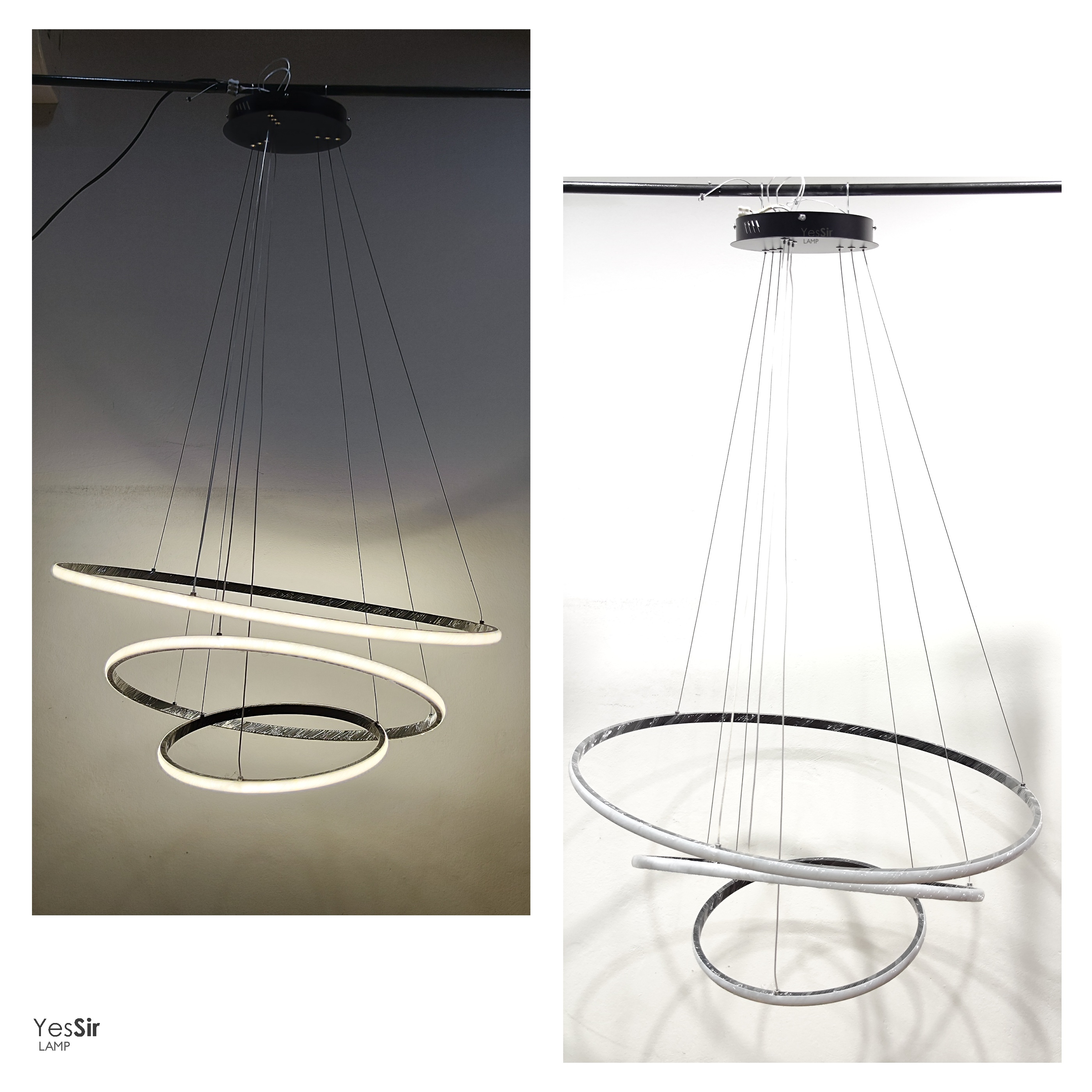 โคมไฟแขวนเพดานทรงวงแหวนกลม LED สไตล์โมเดิร์นปรับเอียงได้ [C-8821]