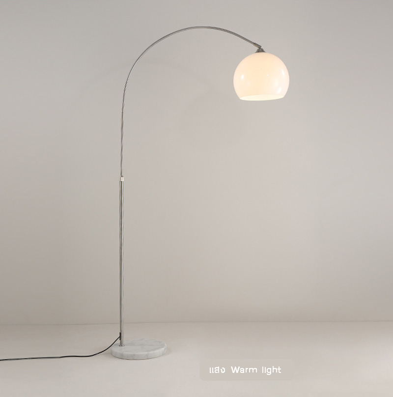 โคมไฟตั้งพื้นทรงโค้งโป๊ะ Acrylic สีขาวทรงกลม 30cm [SH-xd-004]