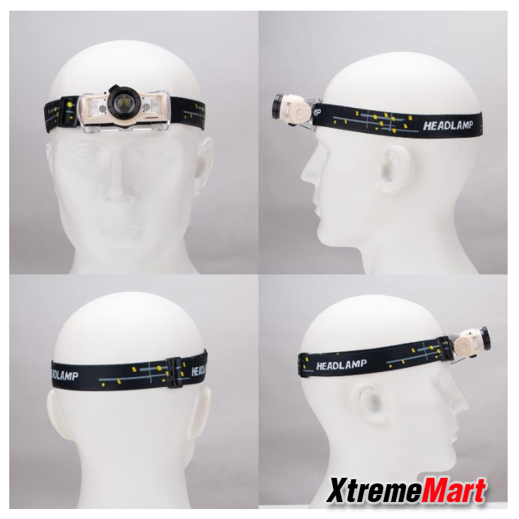 ไฟฉายคาดหัวซูมได้ หลอด LED XM-L2 + Red LED x 2 มีระบบมือโบกเปิด-ปิด USB Rechargeable Mini Headlight (ชุดละ)