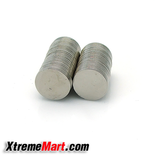 แม่เหล็กพลังสูง Round NdFeB Magnets-Silver 15มม. หนา 1มม.