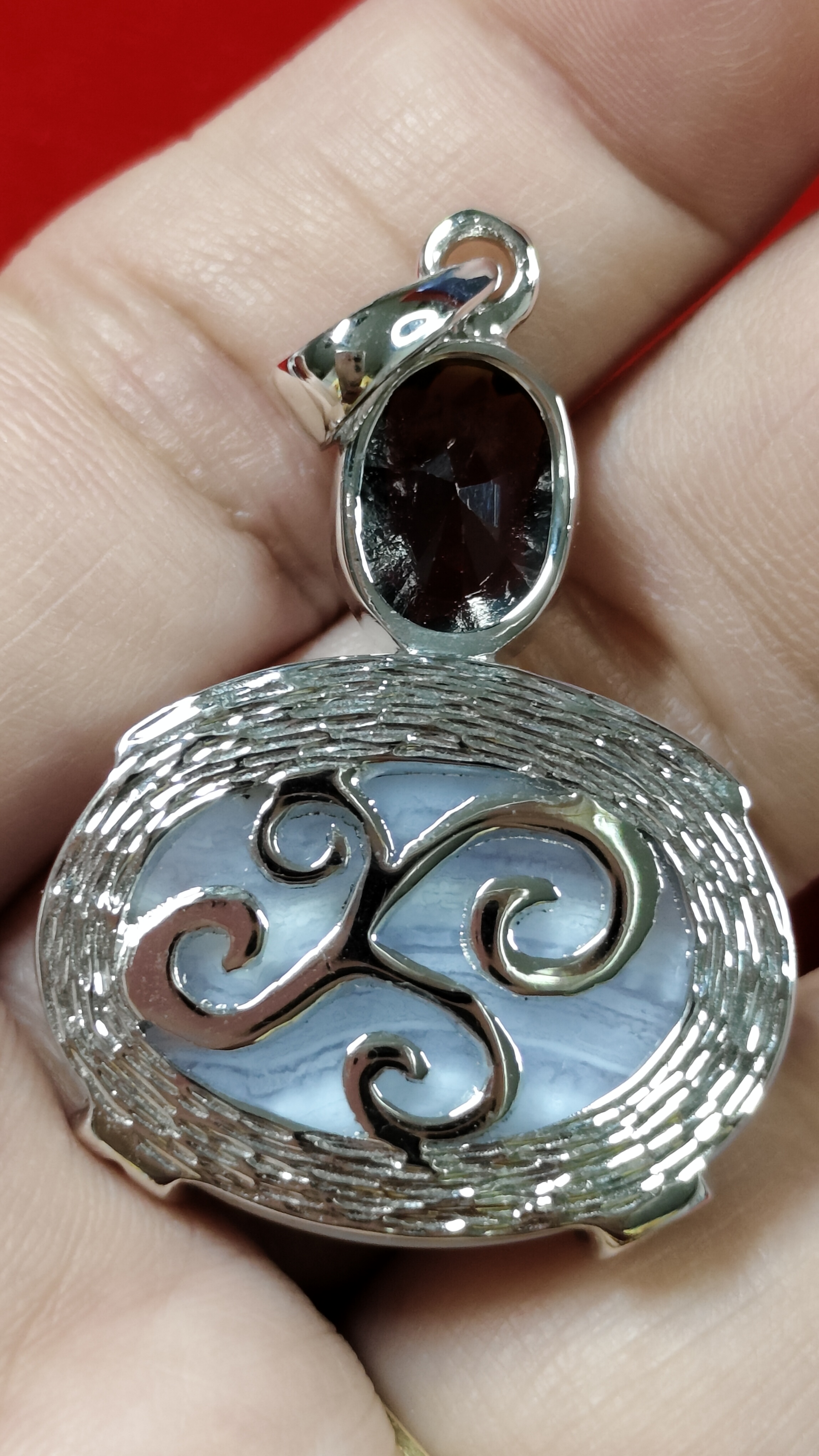 #จี้หินโกเมน-บลูเลซอาเกต รหัสC-033