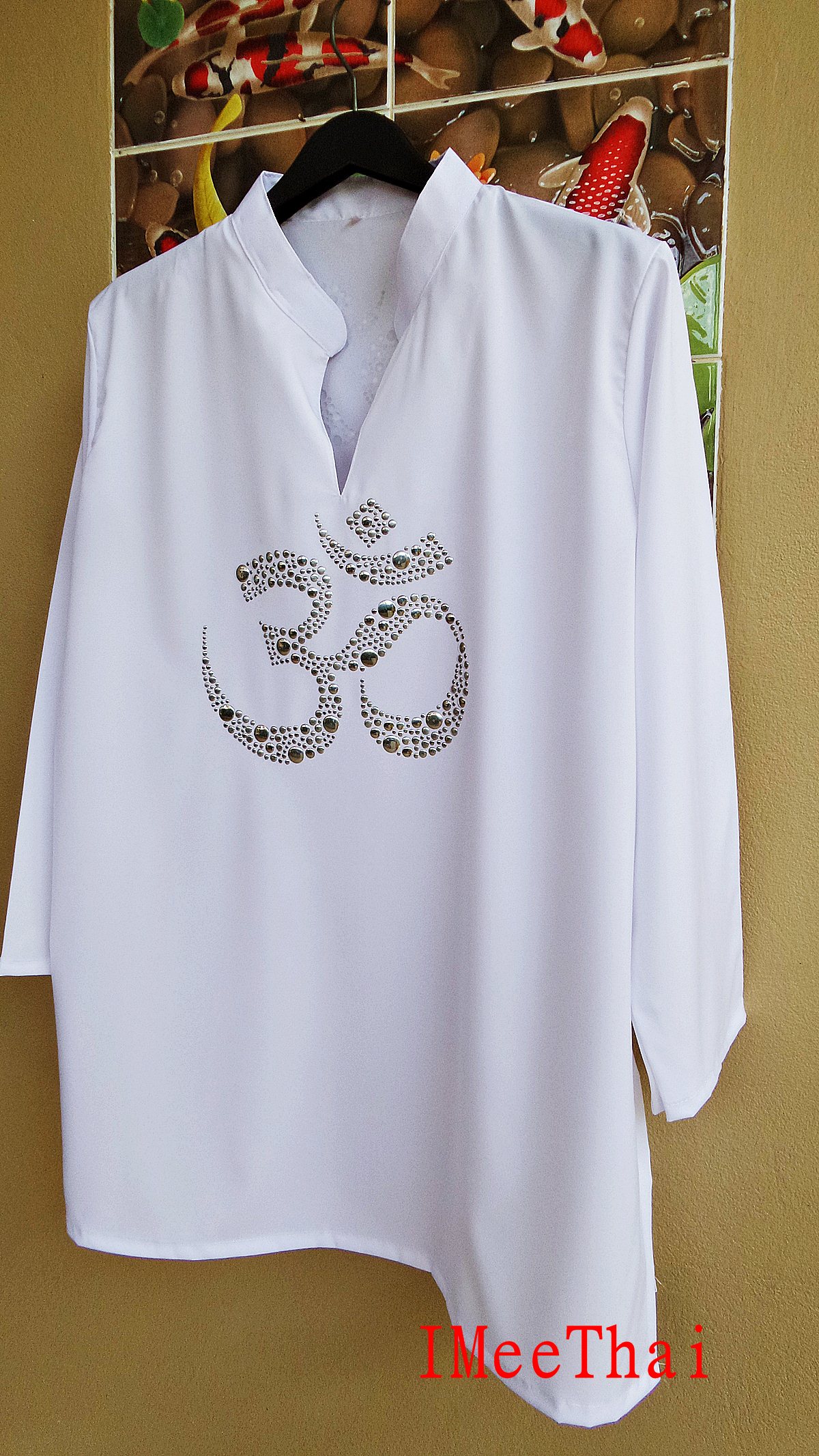 เสื้อ โอม พระพิฆเนศ ลายกระดุม หน้าเงินหลังทอง