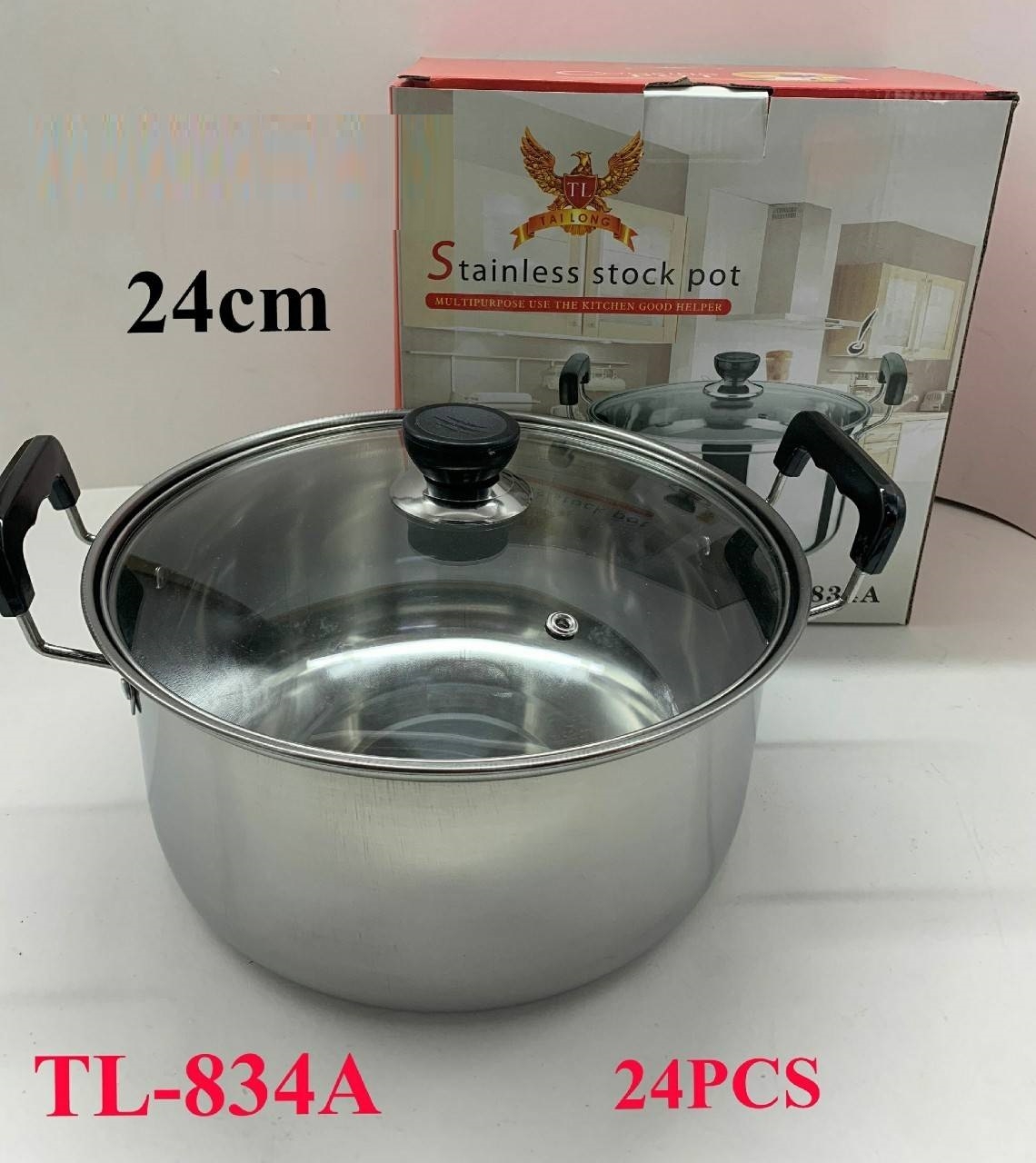 P10852 หม้อหู สแตนเลส 24 ซม. รุ่นประหยัด ขายยกลัง (ราคาส่งต่อ 1 ลัง :24 ชุด :เฉลี่ย 100 บ/ชุด)