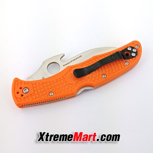 มีดพับ Spyderco สีส้ม Emerson Wave Combo Edge VG-10 Blades Handle C12SBK2W