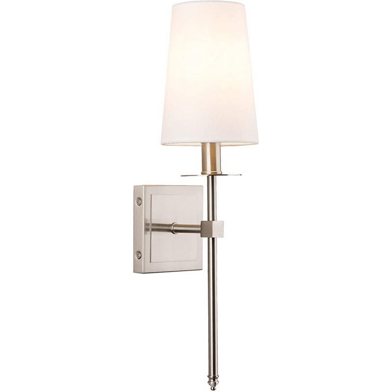 โคมไฟติดผนังภายในสไตล์ยุโรปแบบก้านยาวฐานติดทรงสี่เหลี่ยมโป๊ะผ้าสีขาว [FB-2283]