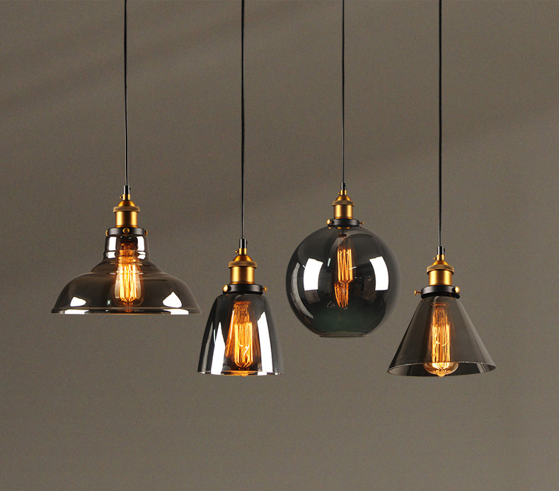 โคมไฟแขวนเพดาน แก้วทรงกลม 25cm สี Smoke Gray หัวทองเหลือง [SD6113-25-Smoke-Gray]