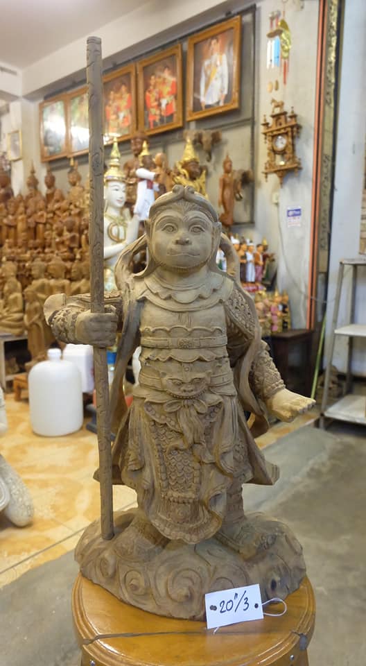 เทพเจ้าเฮงเจีย แกะสลักจากไม้สัก (ขนาดสูง20นิ้ว)