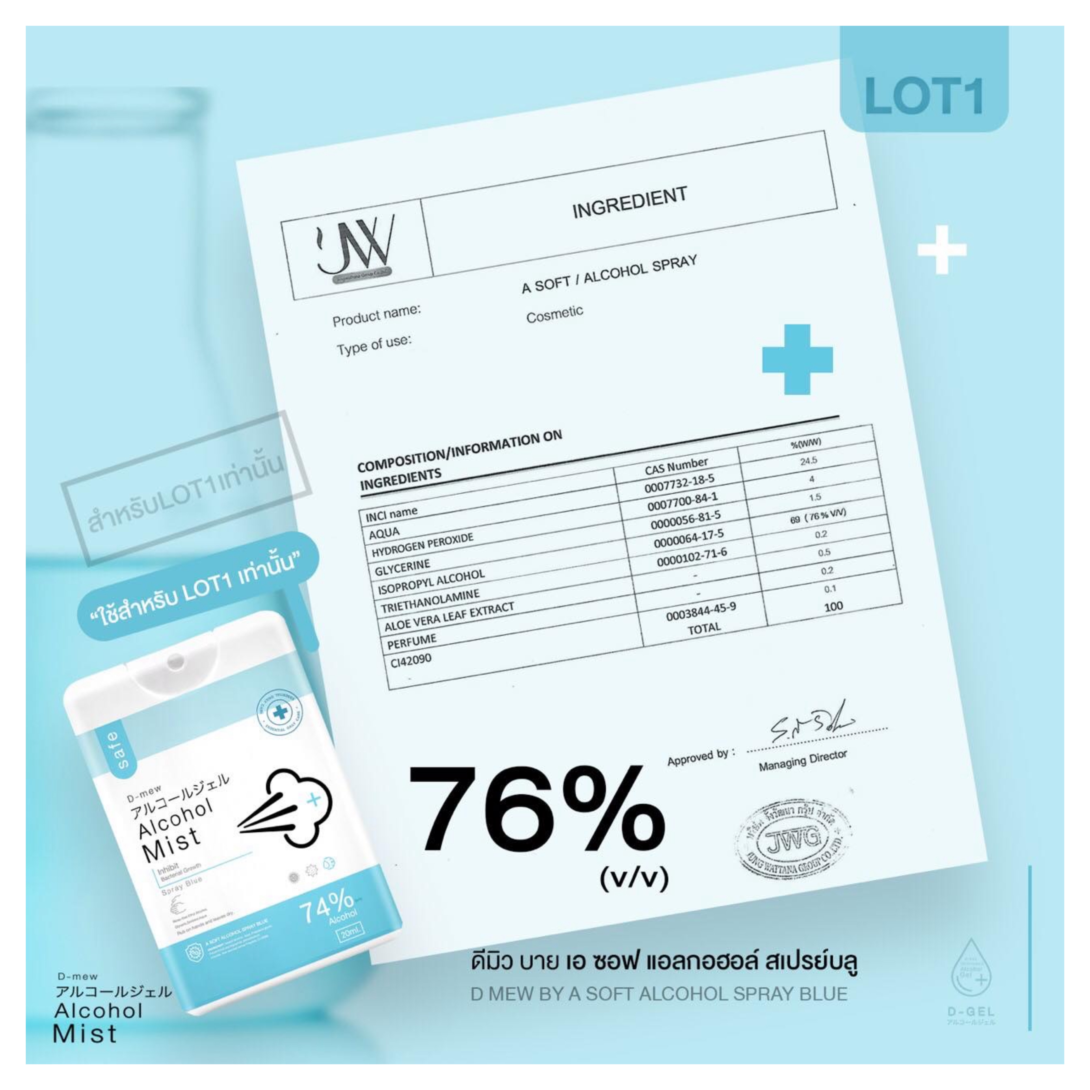 แอลกอฮอล์มิสท์ทำความสะอาดและกำจัดเชื้อโรค DD-Gel Alcohol Mist